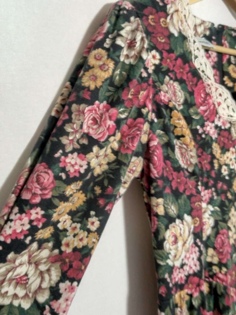 Vintage 1980s Paquette Petite Byer California Dress 10P Knit Floral Cottagecore - Picture 9 of 14